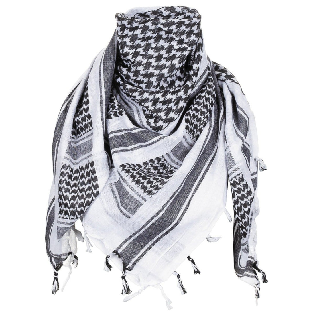 MFH Shemagh Bufanda Táctica Clásica Algodón Desierto Wrap Negro Blanco