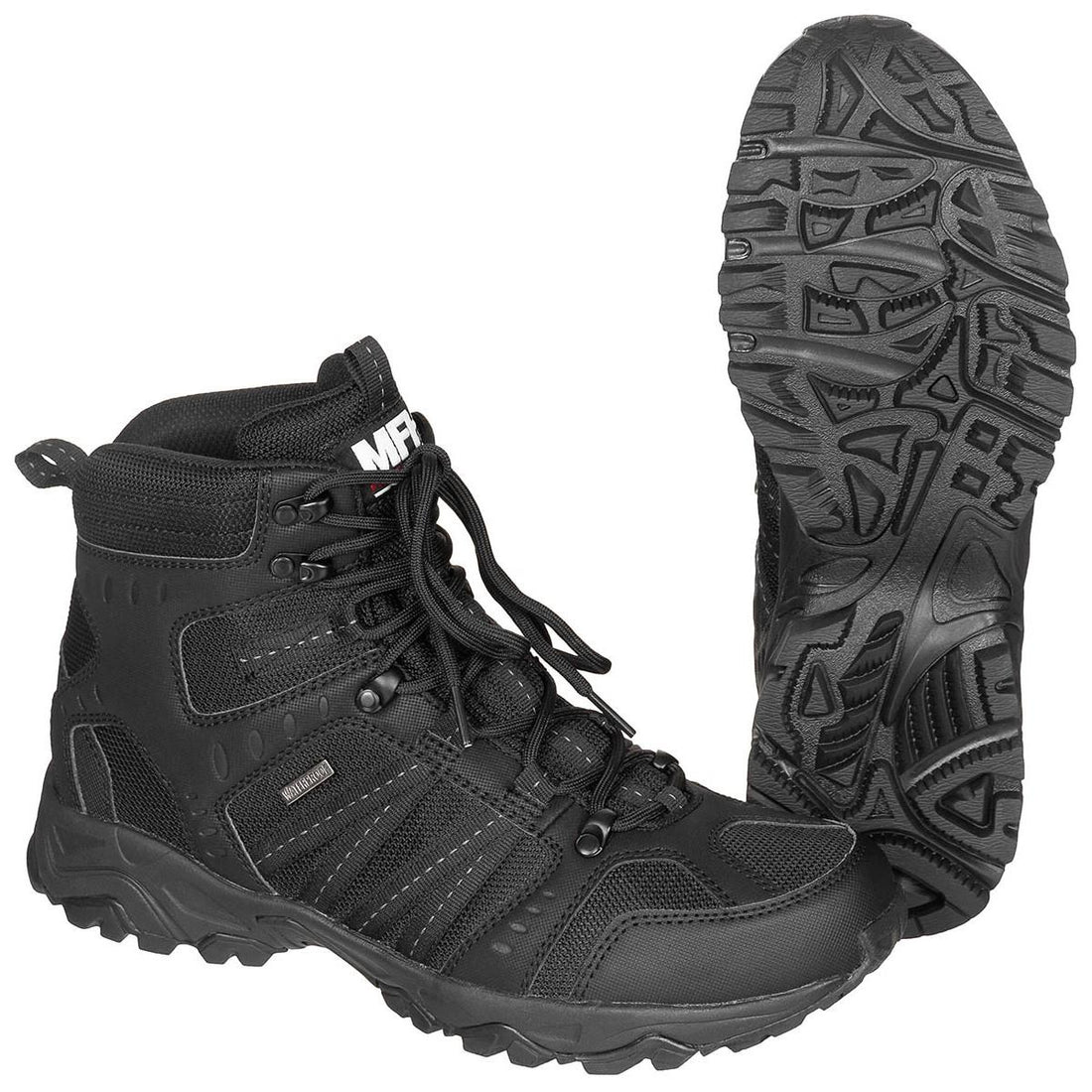 MFH Botas de combate tácticas impermeables transpirables de secado rápido membrana HBR negro