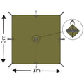 MFH Lona Extrema Lona 3x3m Refugio Impermeable Tienda a Prueba de Viento Sombrilla