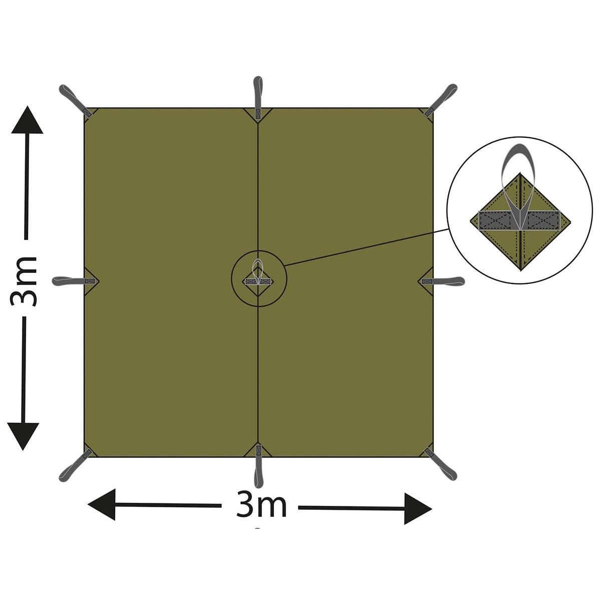 MFH Lona Extrema Lona 3x3m Refugio Impermeable Tienda a Prueba de Viento Sombrilla