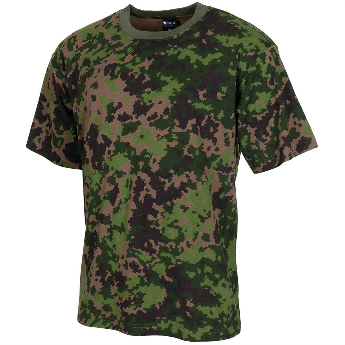 MFH Camiseta estilo militar estadounidense cuello redondo manga corta camuflaje finlandés M05