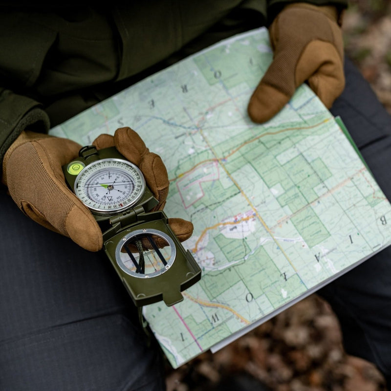 Visor de fundición de metal de Mil-Tec Army Compass Metal incluyó navegación de casos Olive