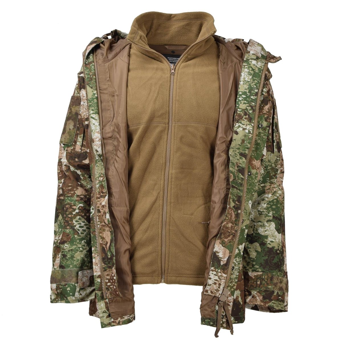 Chaqueta militar MIL-TEC para lluvia y clima húmedo Gen I con forro polar impermeable con capucha
