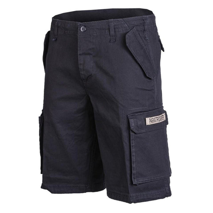 Pantalones cortos de paracaidista ligeros de piel de topo negra Mil-Tec con bolsillos cargo y trabillas para cinturón para uso en exteriores y en el trabajo