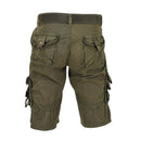 Mil-Tec vintage style olive green combat shorts with multiple secure pockets and rugged prewashed fabric.