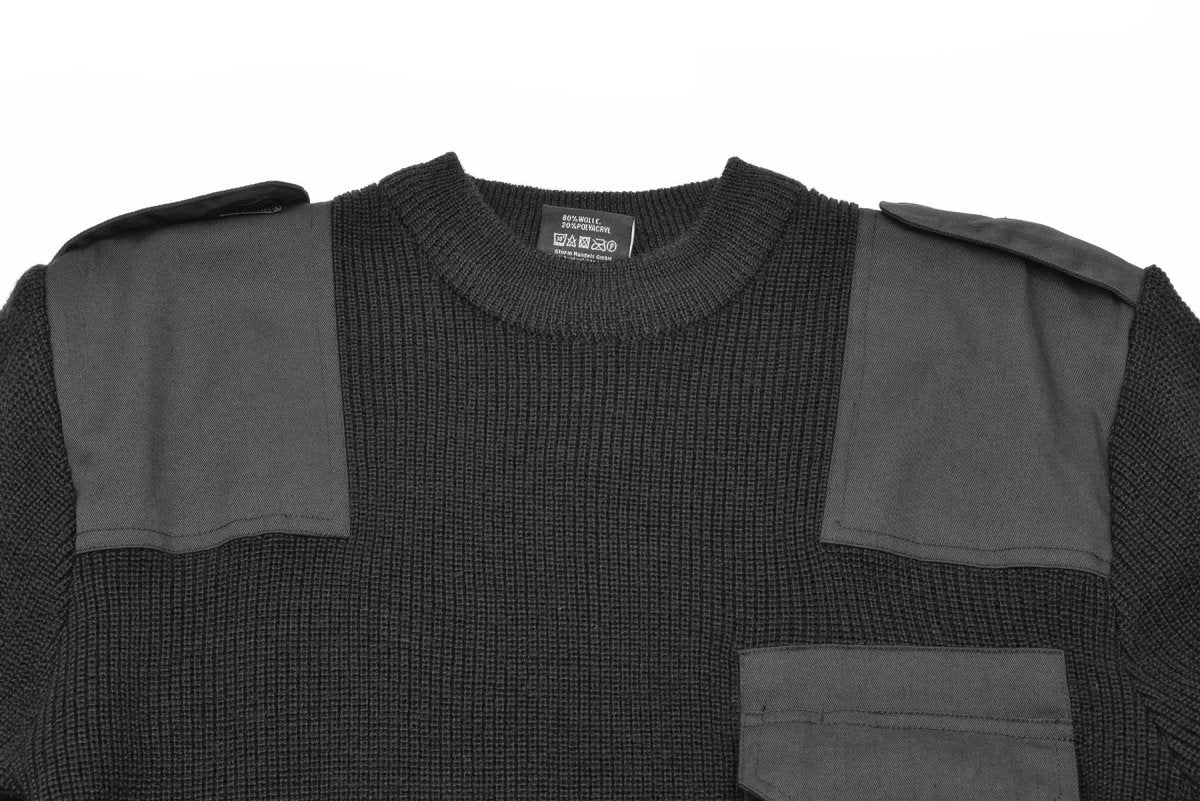 Mil-Tec Brand Men Sweater Alemán Comando Comando de comando Séter negro lana
