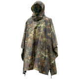 Mil-Tec Brand Military Style Poncho Flecktarn Camo Ripstop Ligerawight Water Imeper