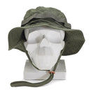 Mil-Tec military-style olive ripstop boonie hat with chin strap and vegetation loops, designed for outdoor and tactical use.
