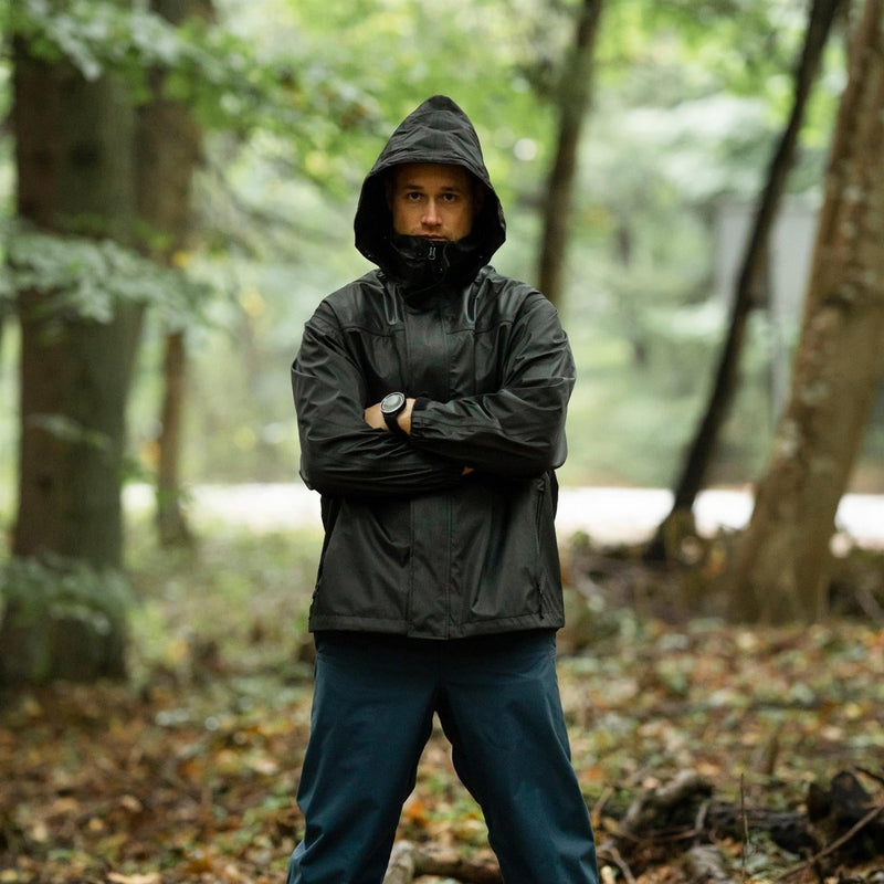 MIL-TEC Rain Jacket Black Imploud Men Rainwear Rain Water Men's