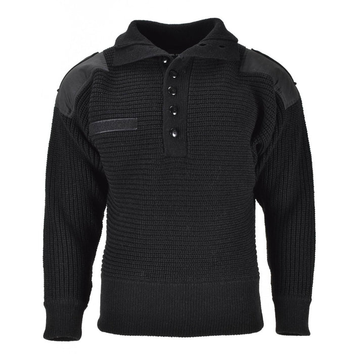 Mil - Tec Brand Sweater Estilo Ejército Austriaco Alpine Pullover Knit Hombres Lana Negra - GoMilitar