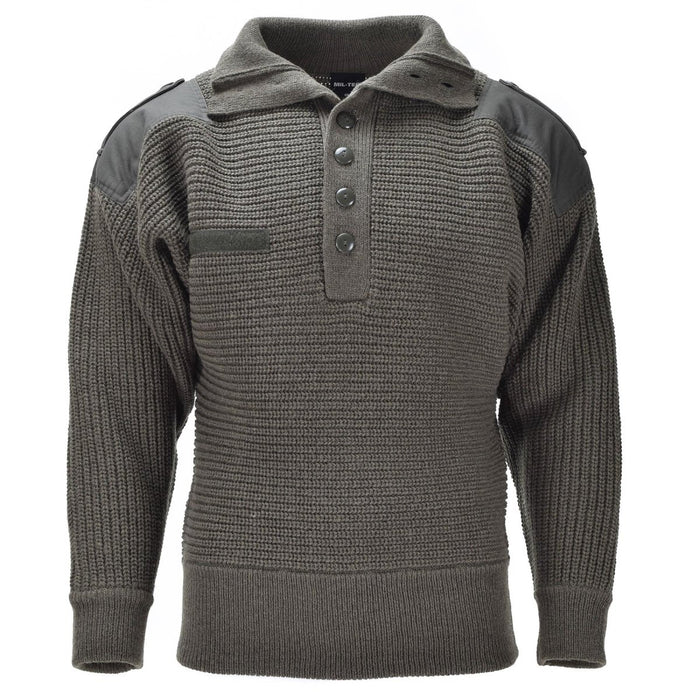 Mil - Tec Brand Sweater Estilo del ejército austríaco Alpine Pullover Knit Men Olive OD Wool - GoMilitar