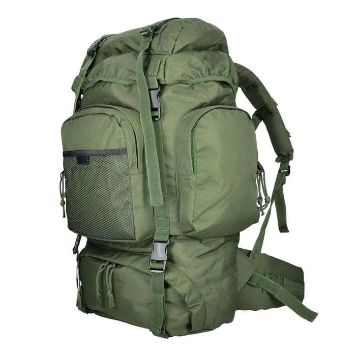 Mochila de senderismo MIL-TEC Commando verde con múltiples compartimentos y correas MOLLE, mochila grande impermeable de 55 litros.