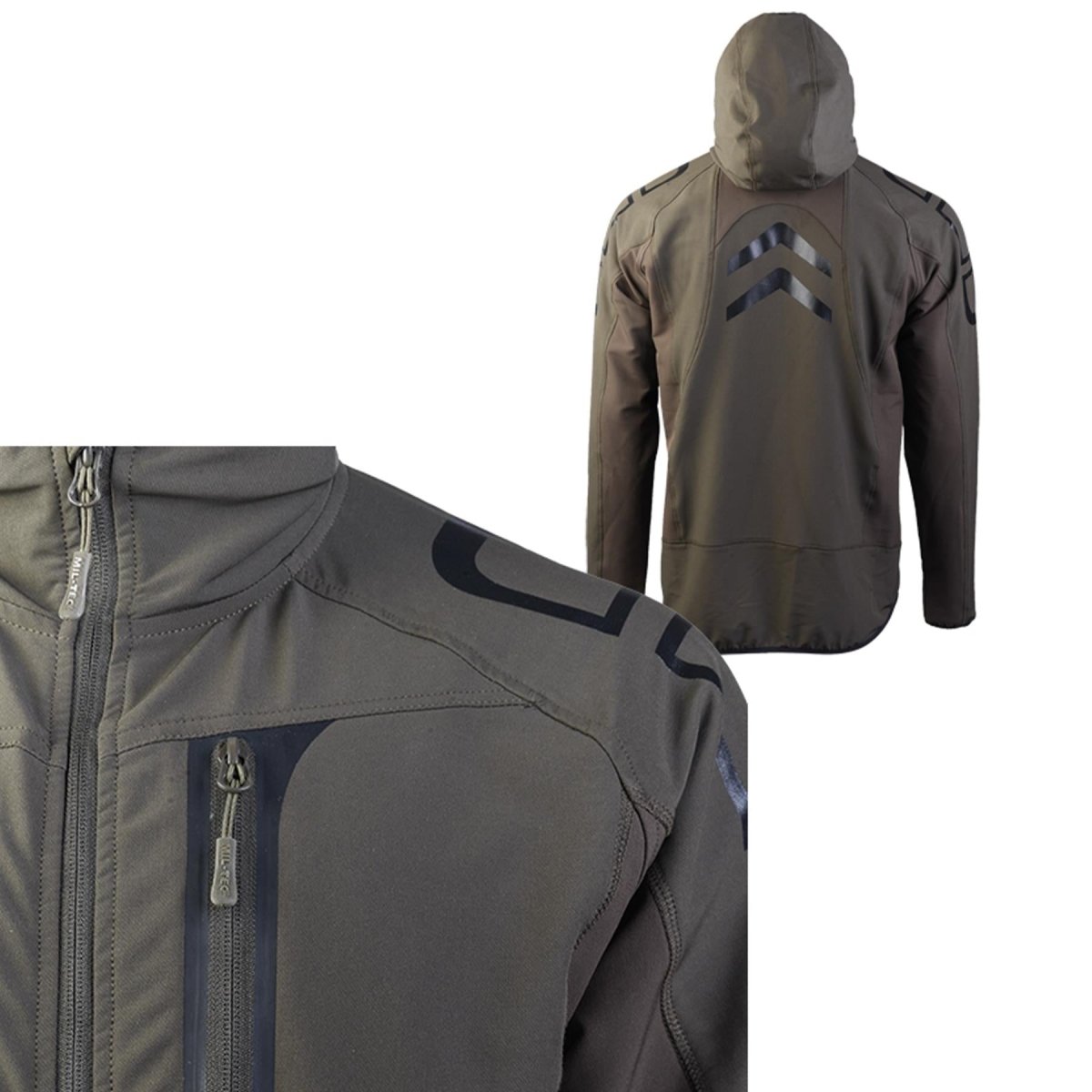 Chaqueta repelente al agua MIL-TEC Flex-Tech Softshell ligero y elástico con capucha