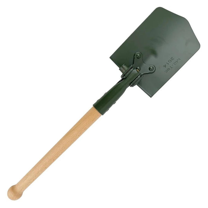 Pala Plegable MIL-TEC Hoja de Acero de 63cm de Longitud Mango de Madera Funda Incluida - GoMilitar