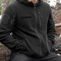 Chaqueta polar MIL-TEC GEN II Cálida Codos reforzados Capucha Bolsillo en el pecho Negro