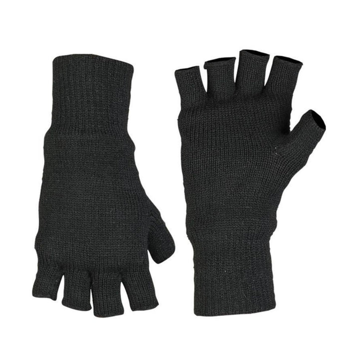 Guantes negros sin dedos con forro Thinsulate, diseñados para brindar calidez y destreza en climas fríos.