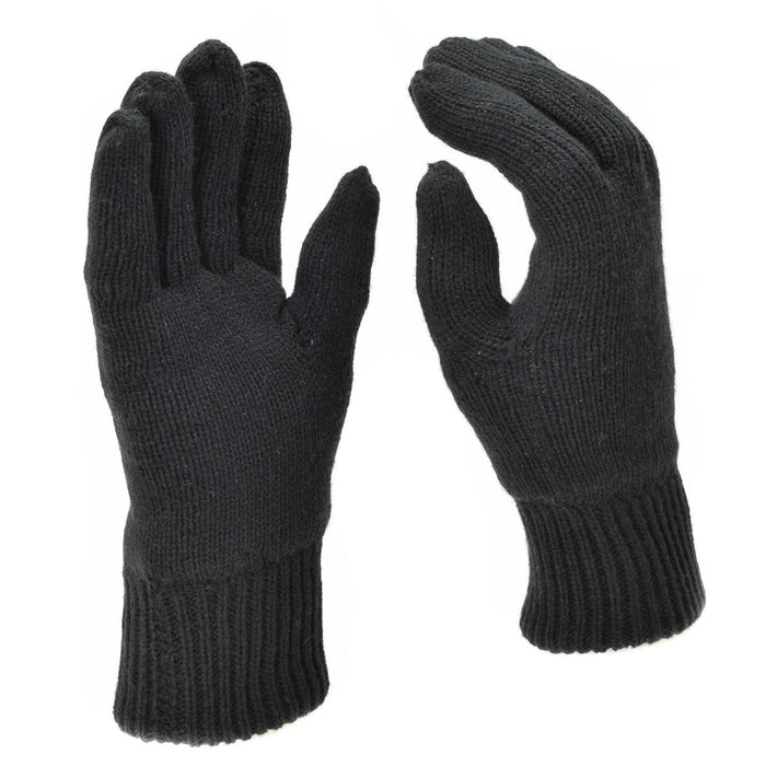 Guantes de invierno de punto Mil-Tec negros con forro THINSULATE™ para calidez y uso táctico al aire libre.