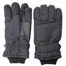 Black Mil-Tec winter gloves with Thinsulate lining, reinforced knuckles, and adjustable wrist straps for warmth and durability