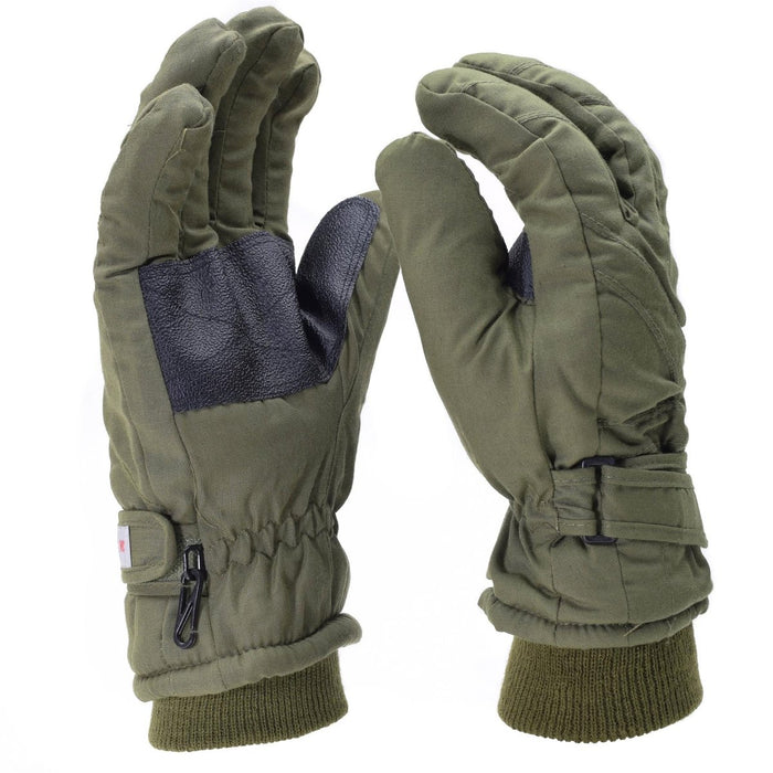 Guantes de invierno Mil-Tec de color verde oliva con forro Thinsulate, muñequera ajustable y hebilla antipérdida para hombre