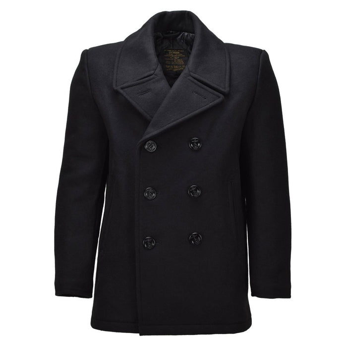 MIL - TEC Chaquetón Hombre Mezcla Lana Estilo Azul Marino Chaqueta Cruzada Negro - GoMilitar