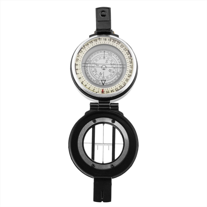 Mil-Tec Metal Lensated Compass Cosificación de aluminio NAVELACIÓN DE LA CARA DE LA CARA NEGRA