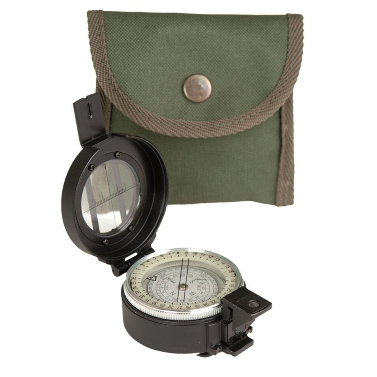 Mil-Tec Metal Lensated Compass Cosificación de aluminio NAVELACIÓN DE LA CARA DE LA CARA NEGRA