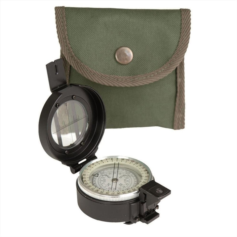 Mil-Tec Metal Lensated Compass Cosificación de aluminio NAVELACIÓN DE LA CARA DE LA CARA NEGRA