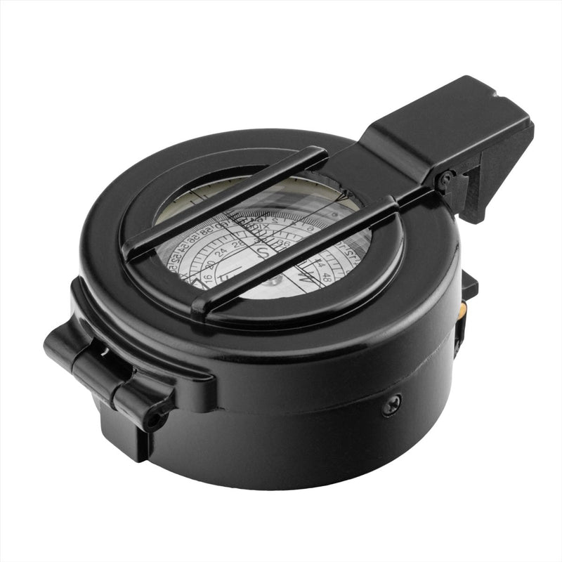 Mil-Tec Metal Lensated Compass Cosificación de aluminio NAVELACIÓN DE LA CARA DE LA CARA NEGRA