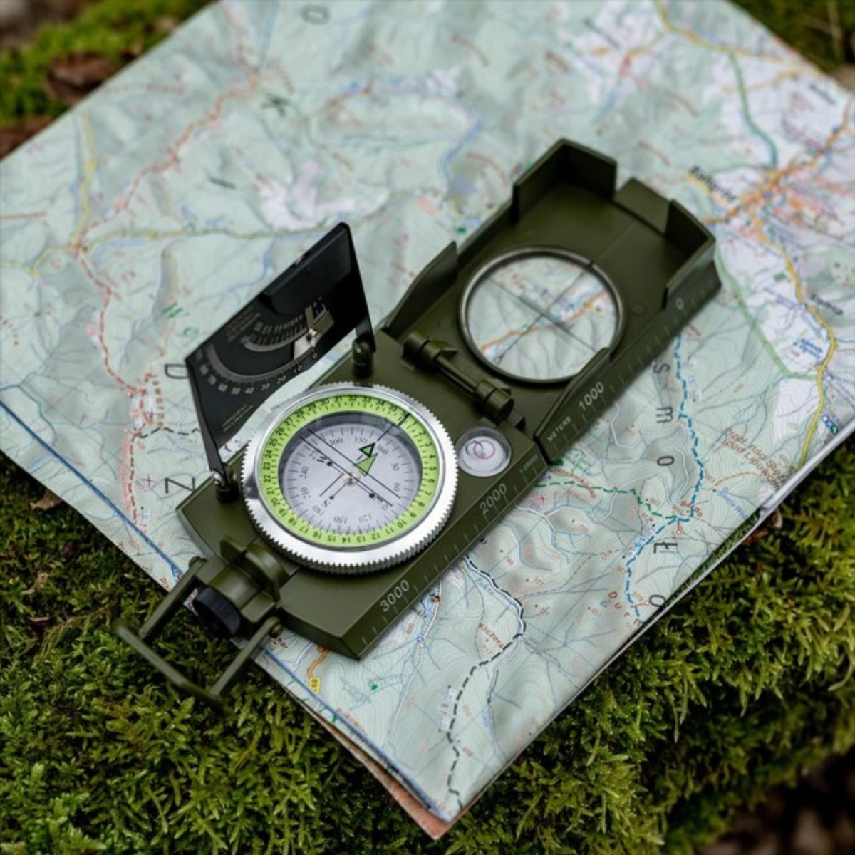 MIL-TEC MILITAR PRISMÁTICA COMPASS Herramienta de navegación precisa de aluminio Olive