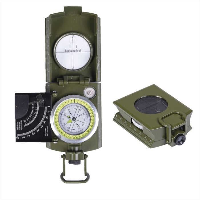 MIL-TEC Brújula Prismática Militar Aluminio Herramienta de Navegación Precisa Oliva - GoMilitar