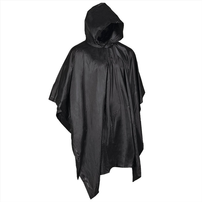 MIL-TEC Poncho Con Capucha Versátil Resistente Al Agua Bolsa De Malla Incluida Negro - GoMilitar