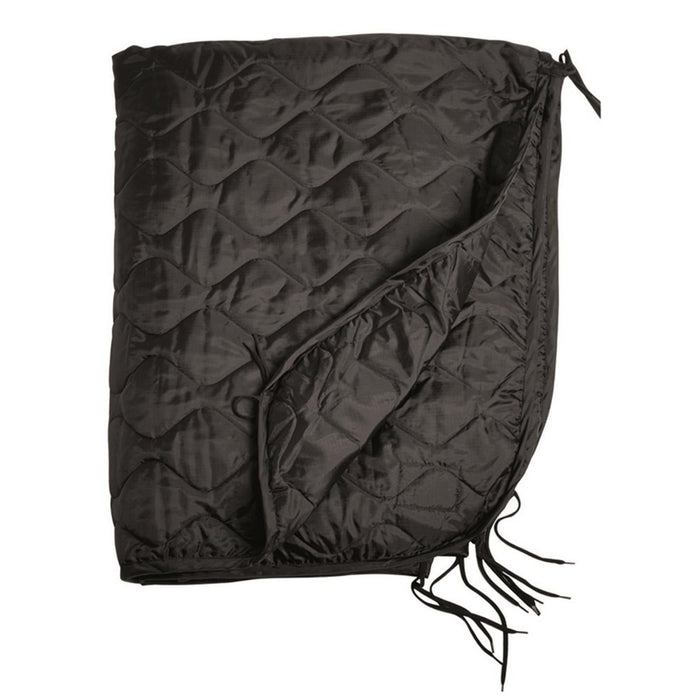 Poncho interior MIL-TEC negro con patrón acolchado, ligero y de secado rápido, para calidez al aire libre 210x150cm