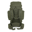 Olive green MIL-TEC RECOM 88L hiking rucksack with padded straps and back panel for comfort on long treks