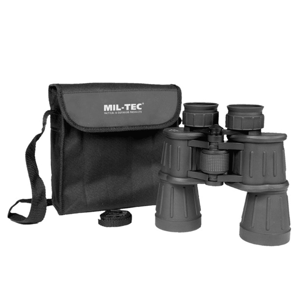 Mil-Tec Prismáticos recubiertos de goma 7x50 Óptica de caza para senderismo al aire libre Negro