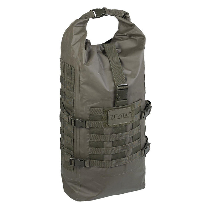 Mochila impermeable táctica enrollable MIL-TEC SEALS 35L verde oliva con cierres de hebilla y correas MOLLE