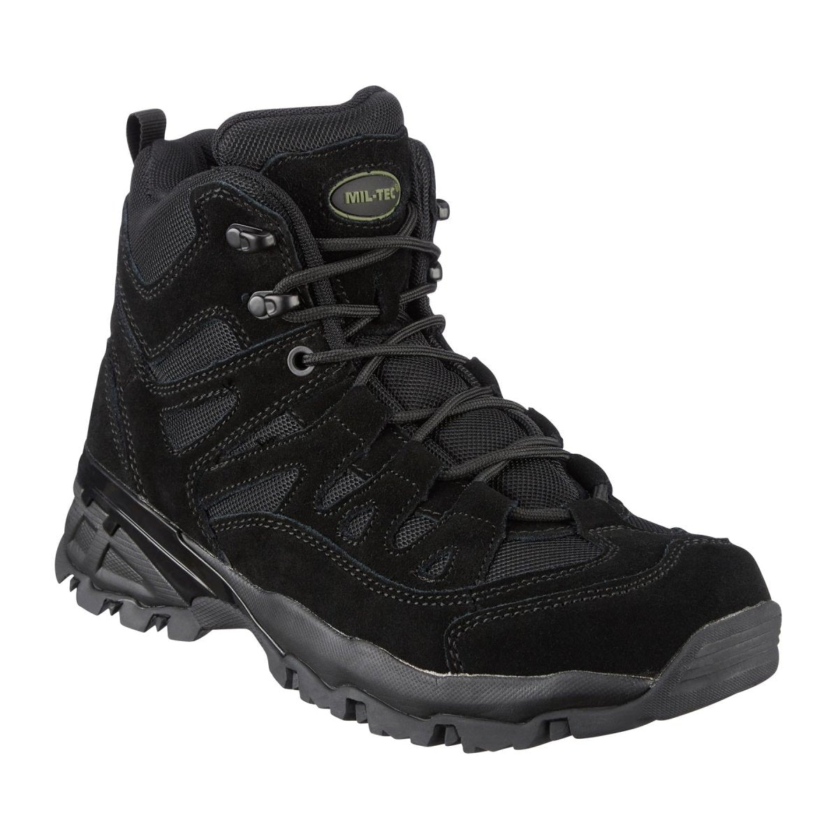 Botas de escuadrón Mil-Tec Botridas Mid-Round Sole Camping Footwear de gamuza negra al aire libre