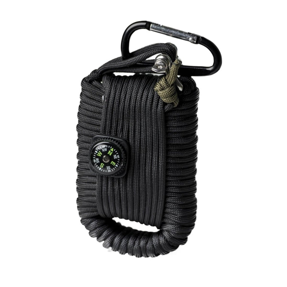 Kit de supervivencia MIL-TEC grande 12 m Paracord iniciador de fuego brújula silbato negro