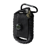 Kit de supervivencia MIL-TEC grande 12 m Paracord iniciador de fuego brújula silbato negro