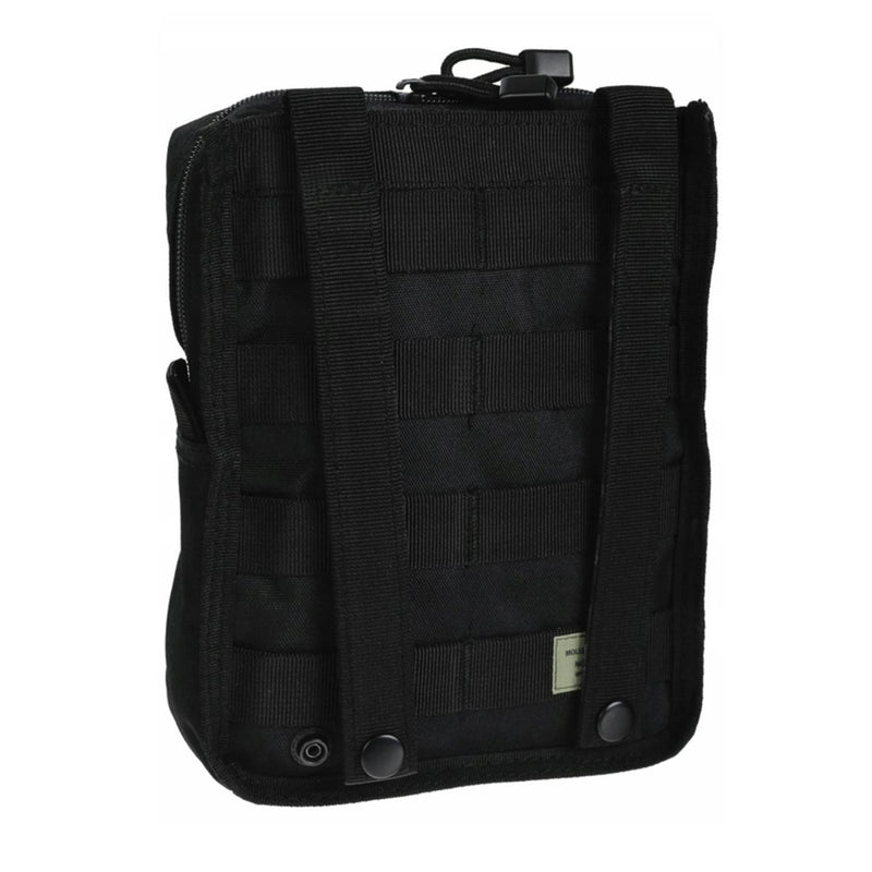 Black MIL-TEC tactical MOLLE pouch with zipper closure and attachment straps for secure gear storage and easy access