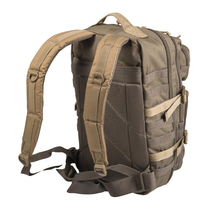 MIL-TEC U.S. Assault Ranger 20L olive tactical daypack with padded straps and adjustable hip belt for hiking and trekking