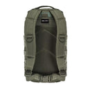 Back view of MIL-TEC olive 20L tactical backpack with padded straps and MOLLE system for outdoor and hiking use