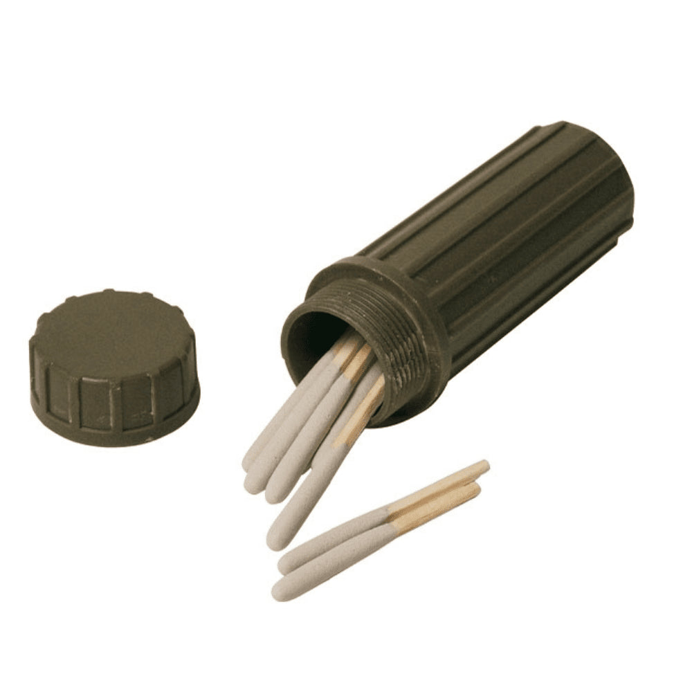 Mil-Tec Waterproof Match Case Flint Bottom Camping Survival Match Holder Olive