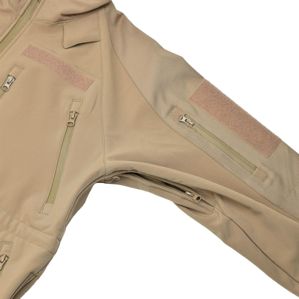 Chaqueta de senderismo a prueba de viento de Mil-tec cáscara de tormenta suave zips de vellón de vellón coyote