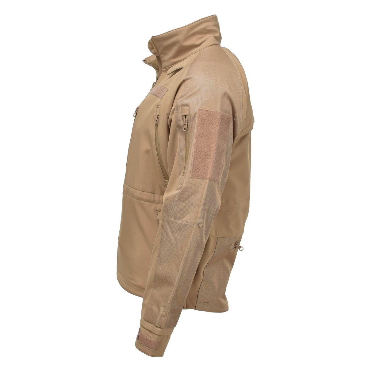 Chaqueta de senderismo a prueba de viento de Mil-tec cáscara de tormenta suave zips de vellón de vellón coyote