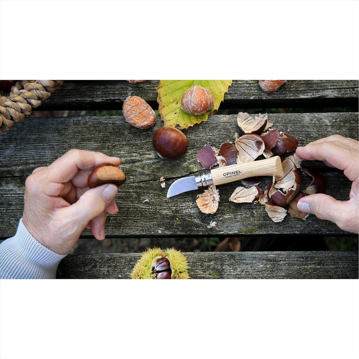 Opinel Navaja de Bolsillo N°07 Castaño Ajo Hoja 12C27 Mango Nogal