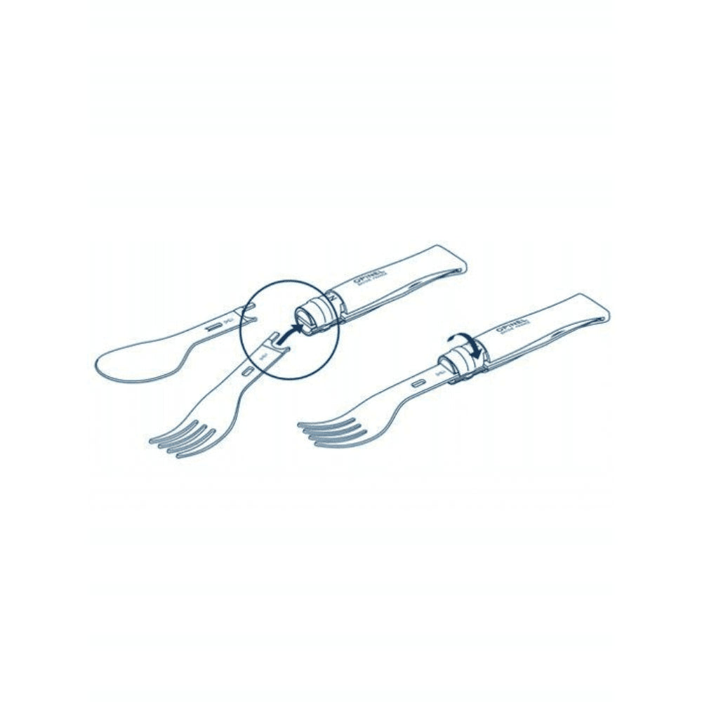 Opinel Picnic+ N°08 Juego de Cubiertos Cuchillo Plegable Cuchara Tenedor Camping Haya