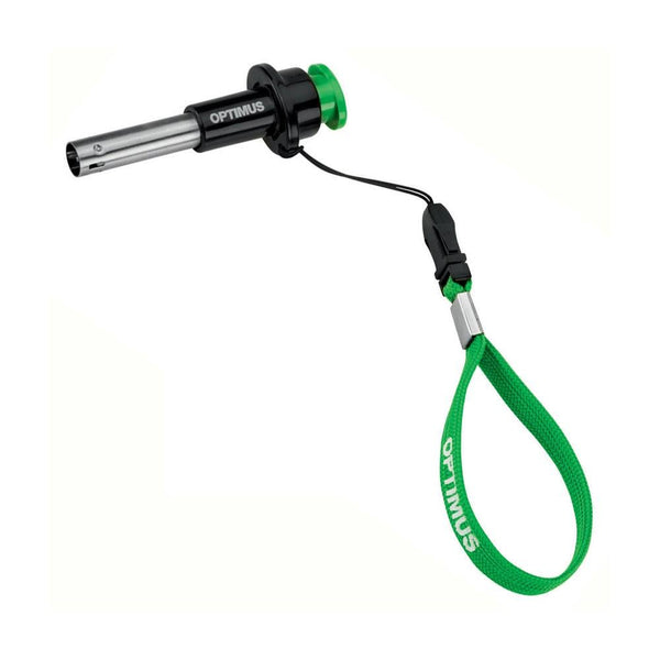 Handheld Optimus Sparky piezo starter lighter with green lanyard for camping stove ignition outdoors