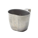Vintage Austrian Army stainless steel canteen cup with folding handle, durable for outdoor and military use.