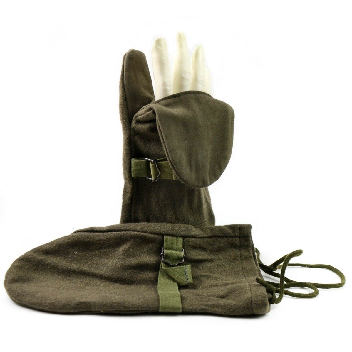 Guantes de invierno originales de lana del ejército austríaco, color verde oliva