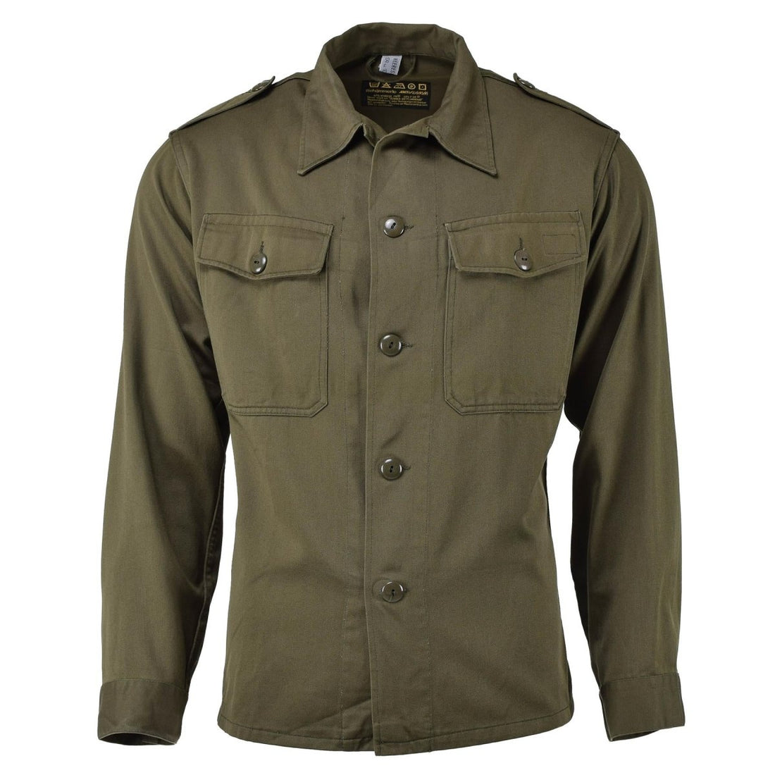 Vestido de camisa de manga larga de oliva militar austriaca original
